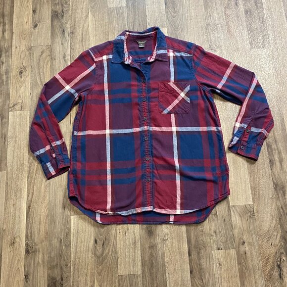Eddie Bauer Blue Red Plaid Button Down Shirt Women's Size Large - Picture 1 of 6